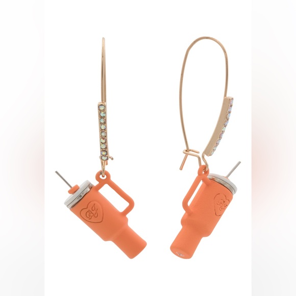 Betsey Johnson Jewelry - NWT-🧡Betsy Johnson Novelty Drink Earrings Orange “Stanley” cup